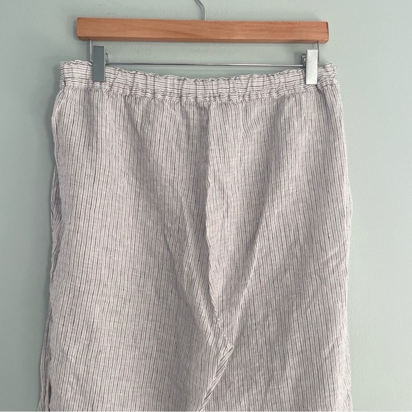 Eileen Fisher Organic Handerchief Linen Striped Pant Pearl Medium - Picture 9 of 13